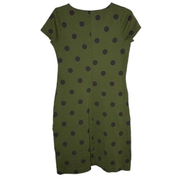 Boden WH278 Joyful Jersey Short Sleeved Polka Dot Dress - Olive/Black - 6L - Picture 4 of 8